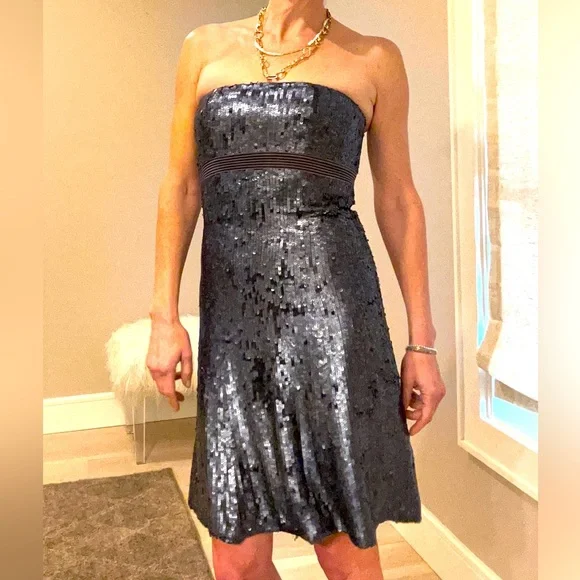 sachin and babi light blue dress silver empire waist dress main image 1